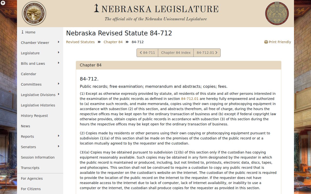 Nebraska Public Records Act access rules for warrant-record requests
